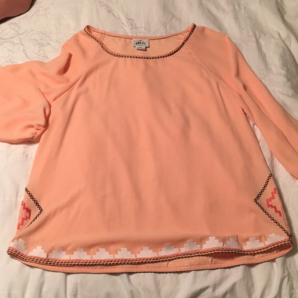 Ariat quarter sleeve orange flowy top